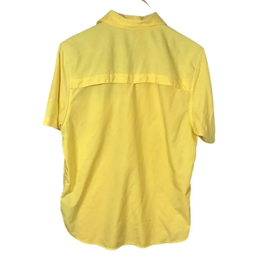 The North Face Yellow Ripstop Fishing Travel Short Sleeve Mens Shirt Size Medium